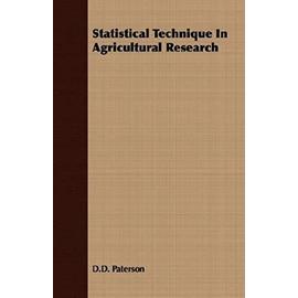 Statistical Technique In Agricultural Research - D. D. Paterson
