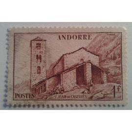 Timbre Andorre 1 Franc 1944 St jean de Caselles