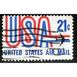 timbre oblitéré usa, united states air mail, 21c