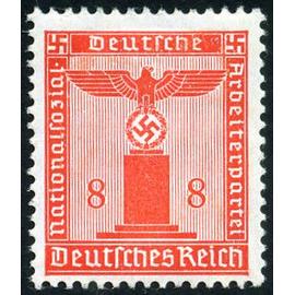 allemagne, 3ème reich 1942, très beau timbre de service neuf** luxe yvert 121, grand aigle et croix gammée, 8pf. orange.