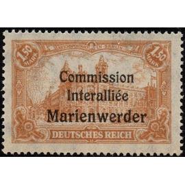 Pologne, Région De Marienwerder Sous Administration De La Commission Interalliée 1920, Beau timbre Yvert 28, Plébiscite Pour Le Rattachement À L