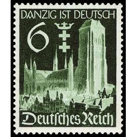 Allemagne, 3ème Reich 1939, très beau timbre neuf** luxe yvert 652, Retour De Danzig (Gdansk) Dans Le Giron Allemand - Eglise Sainte Marie, Filigrane Croix Gammées.