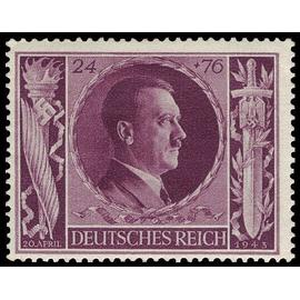allemagne, 3ème reich 1943, très beau timbre neuf** luxe yvert 767, 54ème anniversaire chancelier hitler, 24 + 76pf lilas-brun.