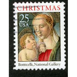 Timbre Oblitéré Usa, Christmas, Botticelli, National Gallery, 25