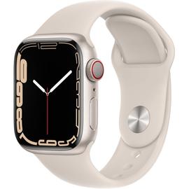 Apple Watch Series 7 (GPS + Cellular) - Boitier 41 mm Aluminium Lumi&egrave;re stellaire avec Bracelet Sport Lumi&egrave;re stellaire