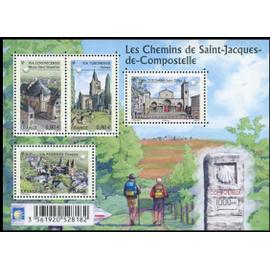 Les chemins de Saint Jacques de Compostelle : 4 étapes feuillet 4725 année 2013 n° 4725 4726 4727 4728 yvert et tellier luxe