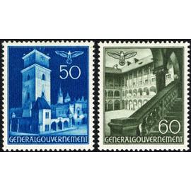 pologne 1940, occupation allemande, general gouvernement, très beaux timbres neufs** luxe yvert 64 et 65, l