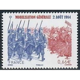 Centenaire de la mobilisation générale (2 août 1914) : soldats partant au combat, femmes aux champs année 2014 n° 4889 yvert et tellier luxe