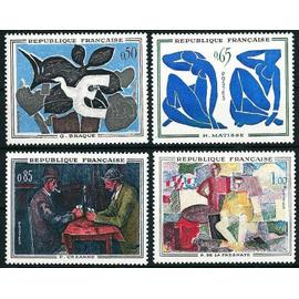 France 1961 - très belle série complète neuve** luxe tableaux - timbres yvert 1319 Braque, 1320 Matisse, 1321, cézanne, 1322 De La Fresnaye, cote 20 euros.