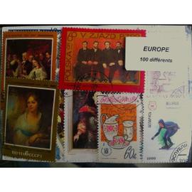 EUROPE 100 TIMBRES OBLITERES DIFFERENTS TOUS PAYS