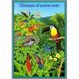 france 2003, Nature de France - Oiseaux d´Outremer; très beau bloc feuillet neuf** luxe yvert 56, timbres 3548 et 3550 colibri, 3549 toucan et 3551 terpsiphone.
