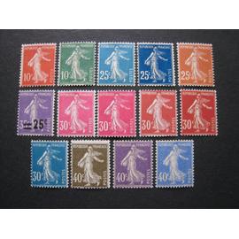 Série de 14 différents Timbres-Poste France Neufs ** Semeuse Fond Plein - N° Y&T 135 à 360 - 1906 à 1939