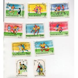 Roumanie- Série de 8 timbres oblitérés- Football- Année 1990 et 2 timbres oblitérés- Football- Année 1982