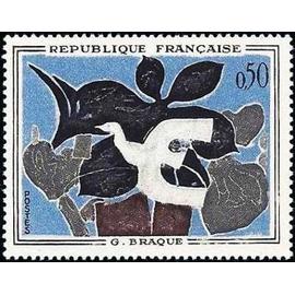 france 1961, beau timbre yvert 1319, tableau de georges braque - "le messager", neuf* -