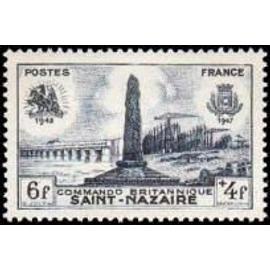 5ème anniversaire du débarquement britannique à Saint-Nazaire année 1947 n° 786 yvert et tellier luxe