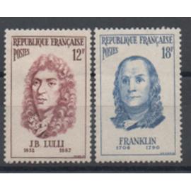 France 1956: Lot de 2 timbres sur des personnages célèbres. N° 1083 et 1085