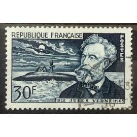 Jules Verne 30f Bleu-Noir (Joli n° 1026) Obl - Cote 5,50&euro; - France Année 1955 - brn83 - N32587