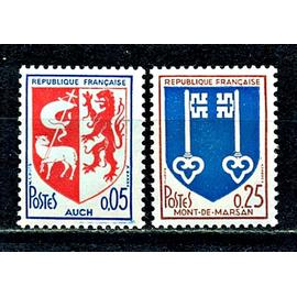 Armoiries de ville (5) : Auch et Mont de Marsan la paire année 1966 n° 1468 1469 yvert et tellier luxe