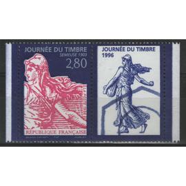Journée du timbre : "semeuse 1903" paire 2991b vignette attenante année 1996 n° 2991 yvert et tellier luxe