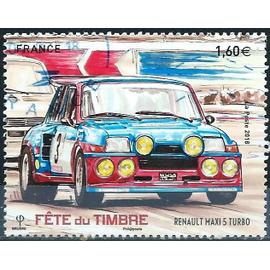 france 2018, beau timbre yvert 5205 fête du timbre, renault 5 maxi turbo, oblitéré, TBE.