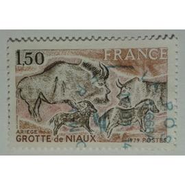Timbre France 1979 Yvert et Tellier n°2043 Grotte de Niaux 1,5 francs Oblitéré