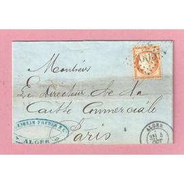 Timbre Classique Oblitéré De France Cérès - LETTRE N°38 - 40c orange - CàD Alger 4 octobre 1873 - Obl GC 5005