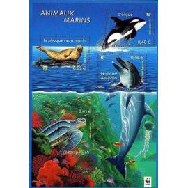 série nature de France (17) faune marine bloc feuillet 48 année 2002 n° 3485 3486 3487 3488 yvert et tellier luxe