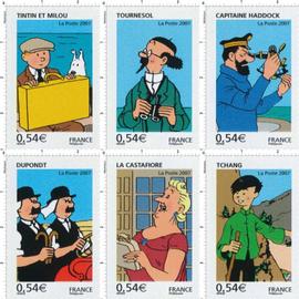 Les voyages de Tintin série complète année 2007 n° 4051 4052 4053 4054 4055 4056 yvert et tellier luxe
