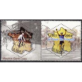 france 2003, le tour de france a 100 ans, très belle paire attachée neuve** luxe timbres yvert 3582 maurice garin, et 3583 vainqueur d