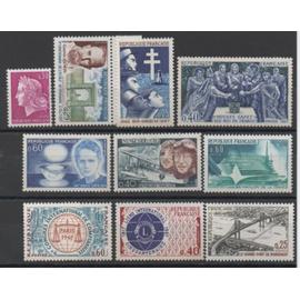 France 1967: Lot de 10 timbres neufs N° 1519,1523,1524,1527,1529,1532,1533,1534,1536,1537.