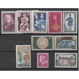 France 1967/1968: Lot de 10 timbres neufs N° 1532,1534,1540,1542,1549,1554,1556,1558,1559,1561