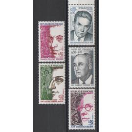 France 1974: Lot de 5 timbres représentant des personnages célèbres, N° 1784,1785, 1822,1825,1827, tous émis en 1974