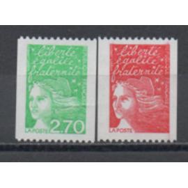 France 1997: Lot de 2 timbres type Marianne de Luquet,N° 3084 et 3100 provenant de roulettes.