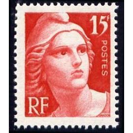 France 1949, très bel exemplaire yvert 832, 100ème anniversaire du timbre français, marianne de gandon 15F rouge, neuf** luxe