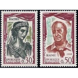 france 1961, très beaux timbres neufs** luxe yvert 1303, arts dramatiques, Rachel dans le rôle de Phèdre et 1304 - Raimu joue César.