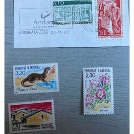 ANDORRE : 4 Cartes Postales (avec correspondance, 3 Sont Affranchies, 1967/82) / 3 Timbres neufs & 2 oblitérés sur coin d