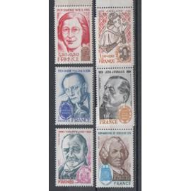 France 1979: Série de 6 timbres sur les personnages célèbres  N°2029,2030,2031,2032,2032A et 2032B.