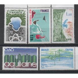 France 1976: Série de 5 timbres sur les régions,  N° 1863,1864,1865,1865A,1866.