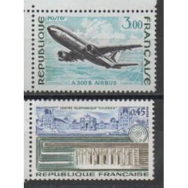 France 1973: Lot de 2 timbres neufs de la série des grandes réalisations, N° 1750 et 1751