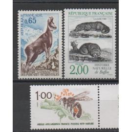 France: Lot de 3 timbres de la série "nature de France", émis en 1971, 1979 et 1988, N° 1675,2039,2539.