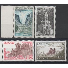 France: Lot de 4 timbres de la série touristique émis entre 1973 et 1978: N° 1764,1935,1998,2001 .