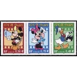 Fête du timbre : Mickey, Minnie, Donald triptyque 3641a année 2004 n° 3641 3642 3643 yvert et tellier luxe