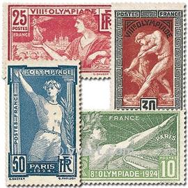 Jeux olympiques de Paris série complète année 1924 n° 183 184 185 186 yvert et tellier qualité+ (sans gomme)