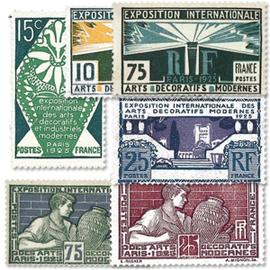 exposition internationale des arts décoratifs à Paris année 1924 n° 210 211 212 213 214 215 yvert et tellier qualité+ (sans gomme)