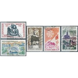 france 1961, beaux timbres yvert 61 "la pensée" par maillol, 1287 portrait de lacordaire, 1293 bagnoles de l