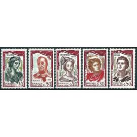 France 1961, très belle série complète neuve** luxe comédiens : timbres yvert 1301 champmeslé, 1302 talma, 1303 rachel, 1304 raimu, 1305 gérard philippe.