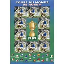 Sport : coupe du monde de rugby bloc feuillet 26 année 1999 n° 3280 yvert et tellier luxe (10 timbres)