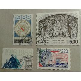 Lot 4 Timbres France 1988 Yvert Et Tellier n°2549, 2552, 2553, 2556 Gomme Intacte Oblitérés imprimerie des timbres postes périgueux