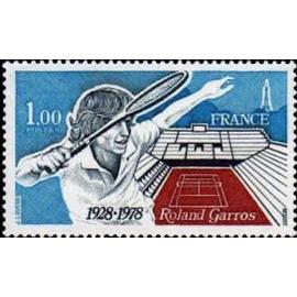 Sport : cinquantenaire du stade Roland Garros : joueur de tennis année 1978 n° 2012 yvert et tellier luxe