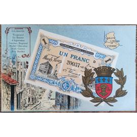 CARTE POSTALE Billet 1 franc chambre de commerce de LIMOGES - Haute Vienne